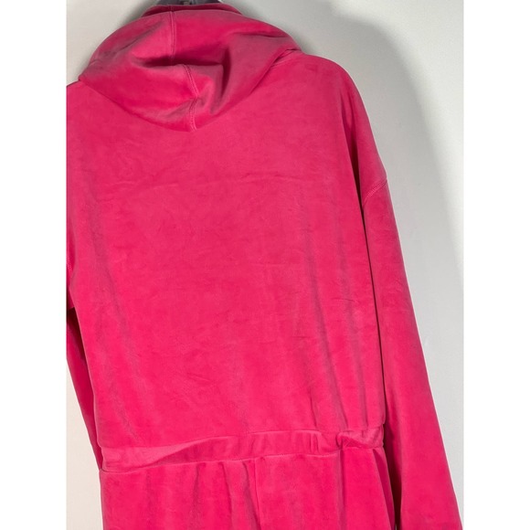 Juicy by Juicy Couture Pink Velour Hooded Jumpsuit Y2K 90s SOFT Comfy Sz L - Picture 10 of 16